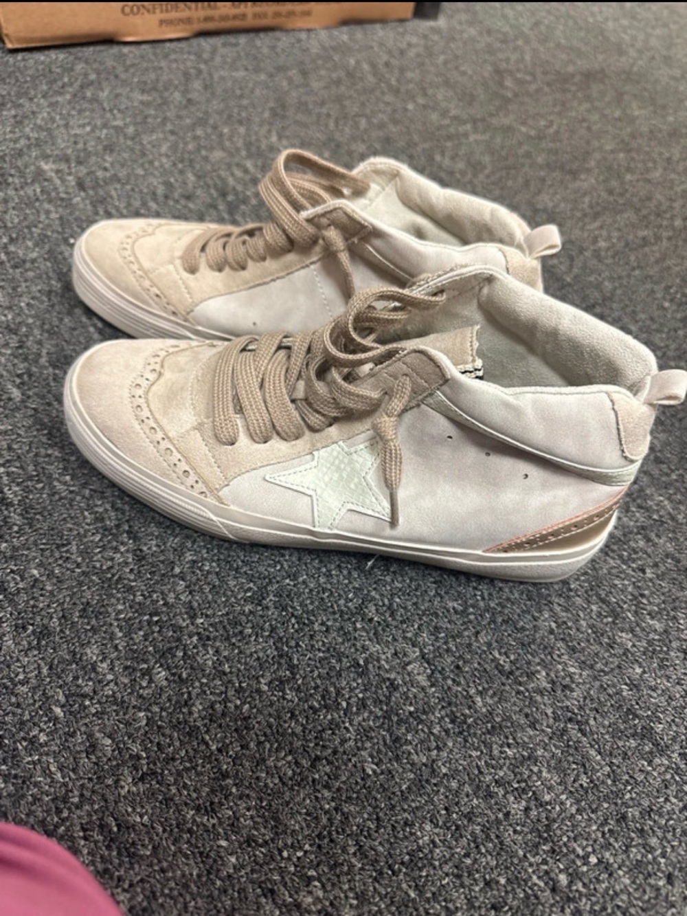 ShuShop Beige & Light Tan High-Top Women's Sneakers